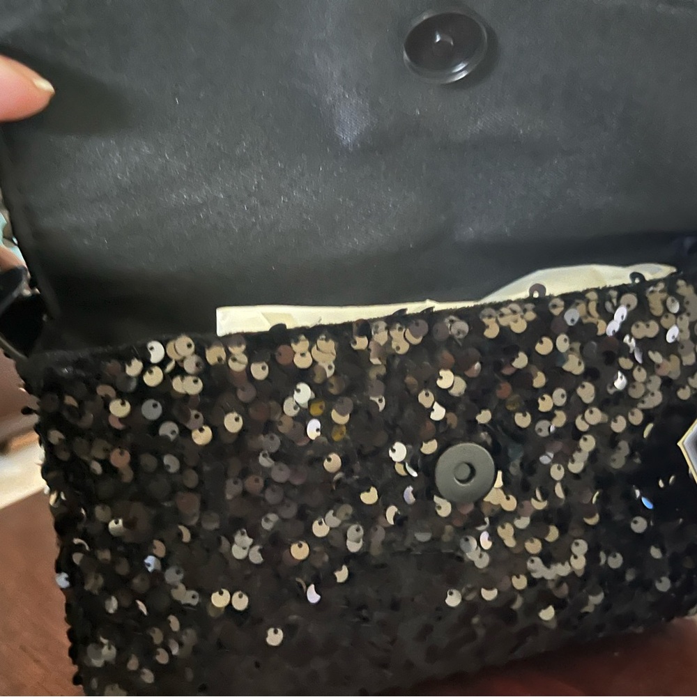 NWT Nicole Miller Noir Sequin Clutch